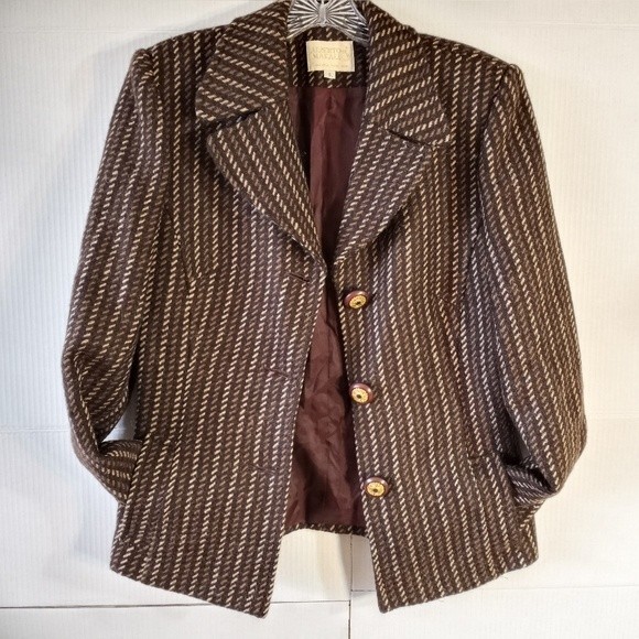 Vintage Alberto Makali Beyond Fabulous Wool Weave 3 Button Blazer 6 - Picture 1 of 12